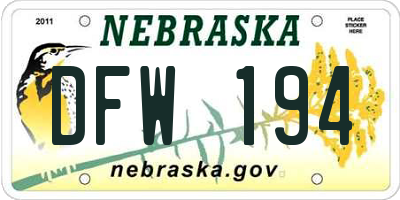 NE license plate DFW194