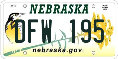 NE license plate DFW195