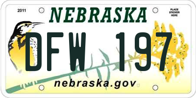 NE license plate DFW197