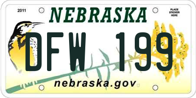 NE license plate DFW199