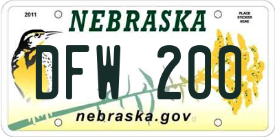 NE license plate DFW200