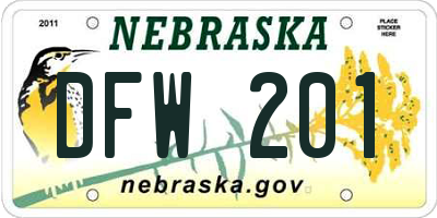 NE license plate DFW201