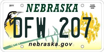 NE license plate DFW207