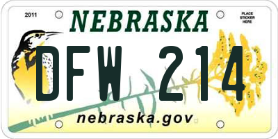 NE license plate DFW214