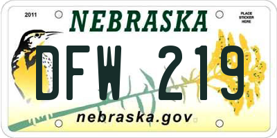 NE license plate DFW219