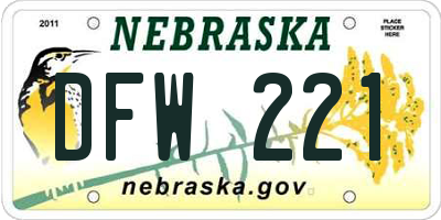 NE license plate DFW221