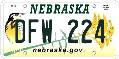 NE license plate DFW224