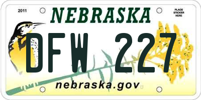 NE license plate DFW227