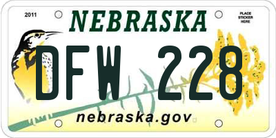 NE license plate DFW228
