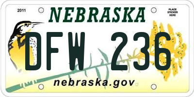NE license plate DFW236