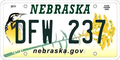 NE license plate DFW237