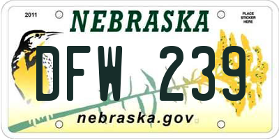 NE license plate DFW239
