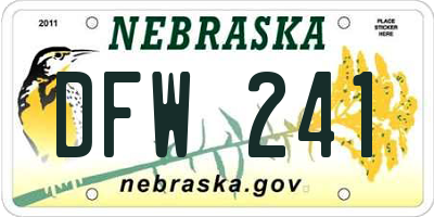 NE license plate DFW241