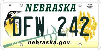 NE license plate DFW242