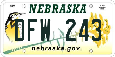NE license plate DFW243