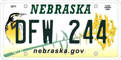 NE license plate DFW244