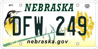 NE license plate DFW249