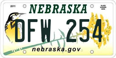 NE license plate DFW254