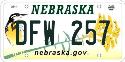 NE license plate DFW257