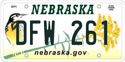 NE license plate DFW261
