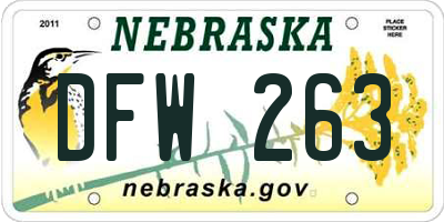 NE license plate DFW263