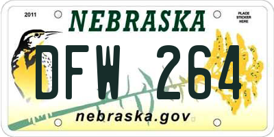 NE license plate DFW264