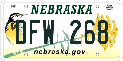 NE license plate DFW268