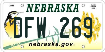 NE license plate DFW269