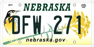 NE license plate DFW271