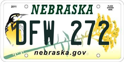 NE license plate DFW272