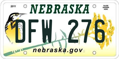 NE license plate DFW276