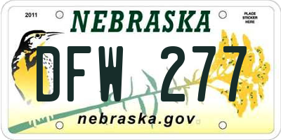 NE license plate DFW277