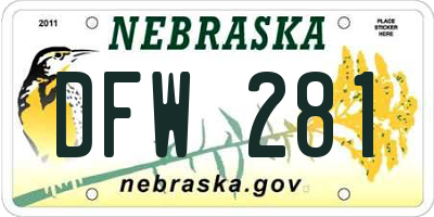 NE license plate DFW281