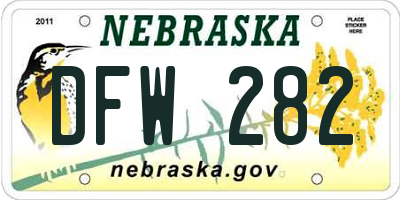 NE license plate DFW282