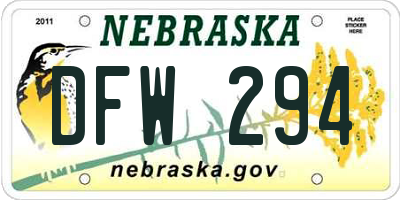 NE license plate DFW294