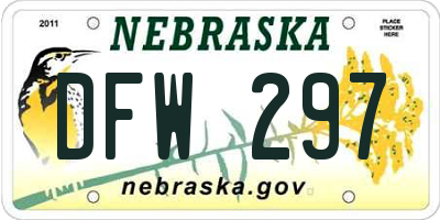 NE license plate DFW297