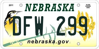NE license plate DFW299