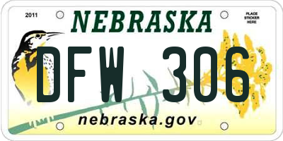 NE license plate DFW306