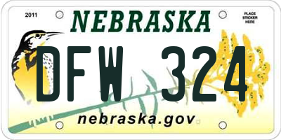 NE license plate DFW324