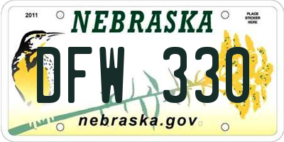 NE license plate DFW330