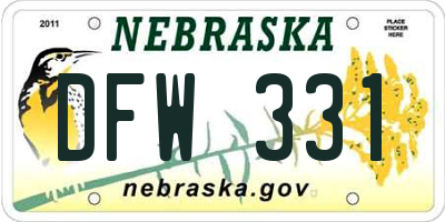 NE license plate DFW331