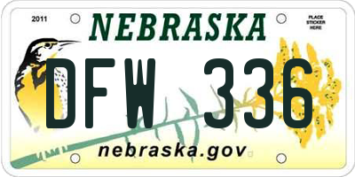 NE license plate DFW336