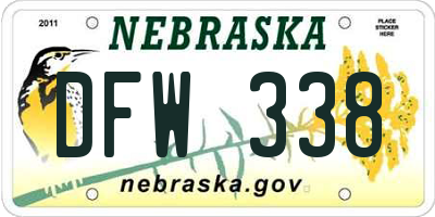 NE license plate DFW338