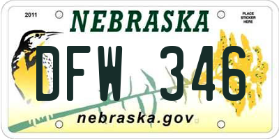 NE license plate DFW346