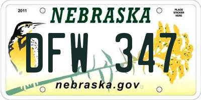 NE license plate DFW347