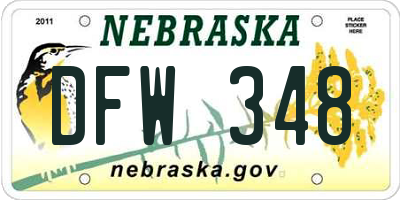 NE license plate DFW348