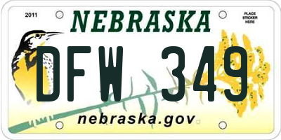 NE license plate DFW349