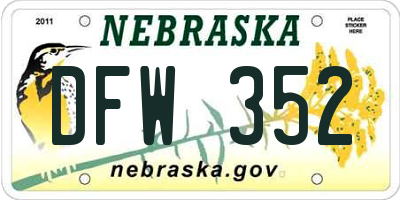 NE license plate DFW352
