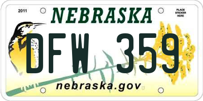 NE license plate DFW359