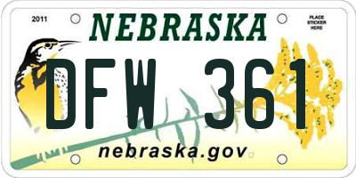 NE license plate DFW361